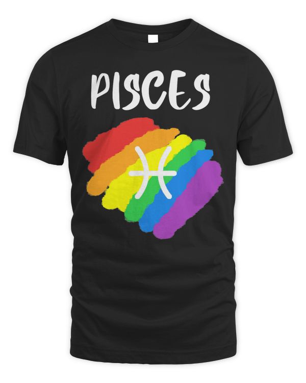 Gay Pride Pisces Birthday LGBT March Rainbow Flag T-Shirt
