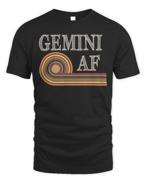 Gemini AF Funny Birthday T Shirt May & June Reto T-Shirt