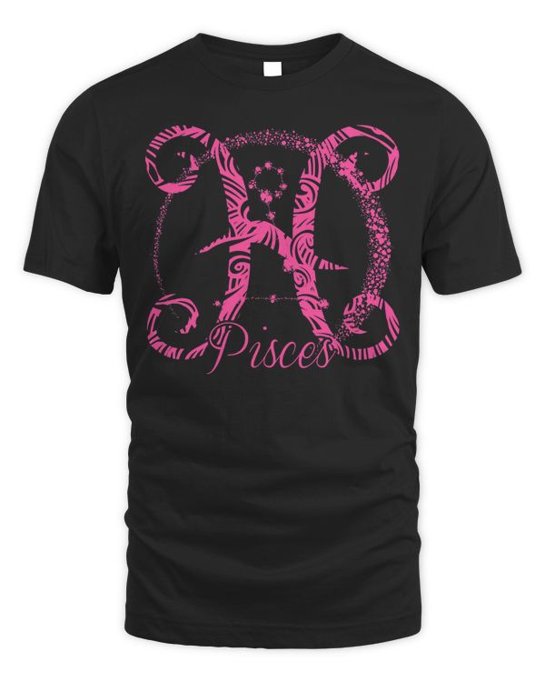 Pink Pisces Zodiac Sign Rainbow February March Birthday Gift T-Shirt