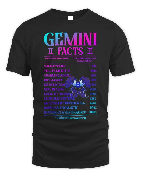 Gemini Facts Zodiac June Birthday Gift For Men Women T-Shirt