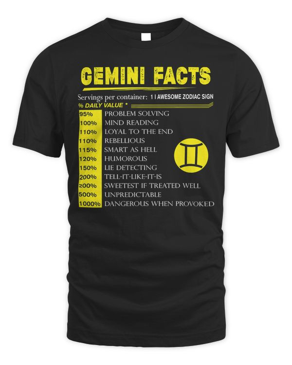 Gemini Facts Zodiac Sign Astrology May June Birthday T-Shirt
