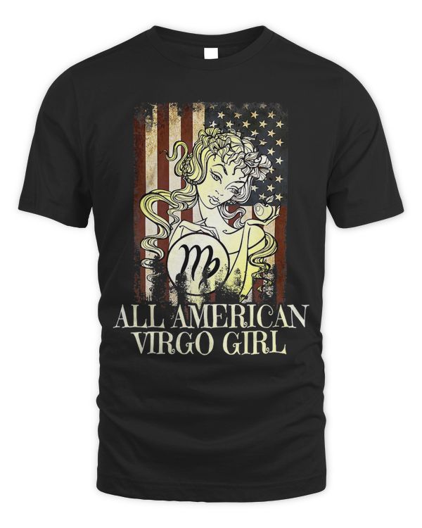 American Virgo Girl August September Birthday Zodiac Gift Premium T-Shirt