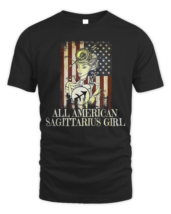 American Sagittarius Girl November December Birthday Gift Premium T-Shirt