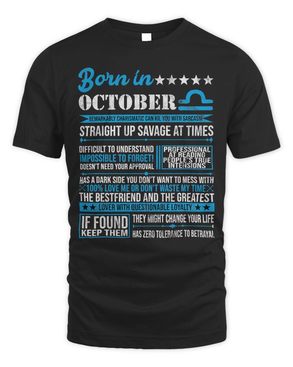 Born in October Libra Horoscope Birthday Gift T-Shirt