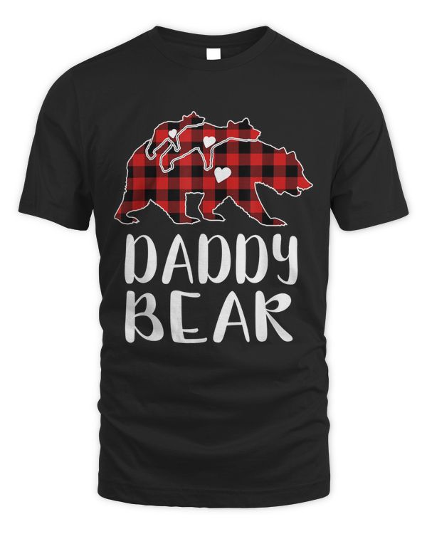Red Plaid Daddy Bear Buffalo Matching Family Pajama T-Shirt