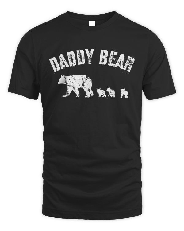 Vintage Daddy Bear with 3 Three Cubs Dad Father Papa Gift T-Shirt