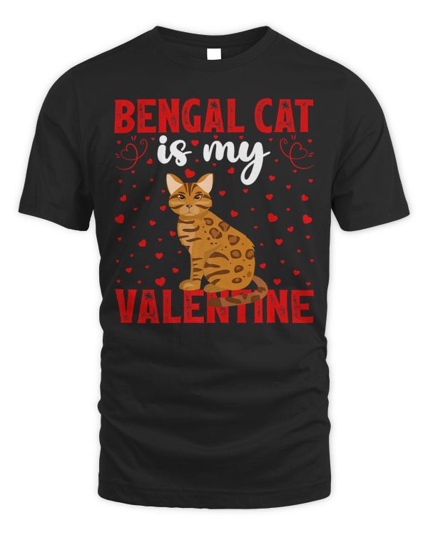 Bengal Cat Is My Valentine Love Hearts Bengal Cat Valentine Premium T-Shirt