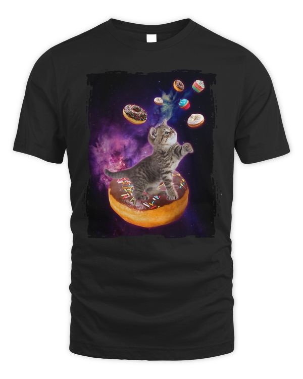 Abyssinian Cat Design Space Donuts - Kitty in Space Kid T-Shirt