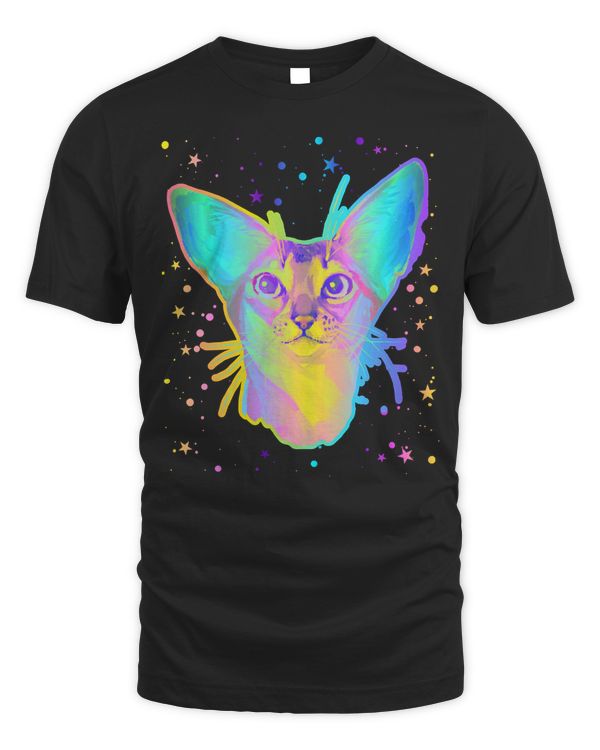 Abyssinian Cat Face Rainbow Space Black Sweatshirt