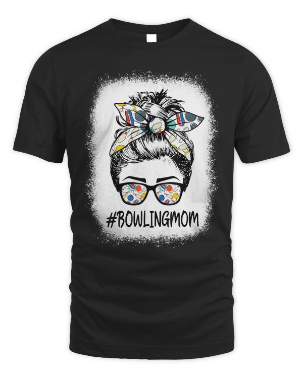 Bowling Mom Life Mothers Day Messy Bun Glasses Bandana T-Shirt Classic T-Shirt