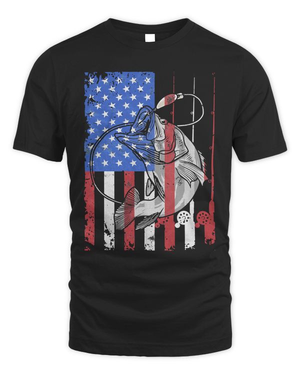 Fishing USA Flag Sea Fisherman Gifts T-Shirt