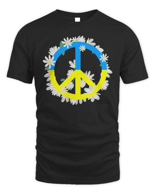 Sunflower Peace & Love With Ukraine Flag Colors 2022 T-Shirt