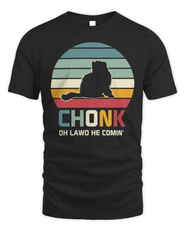 Buy Now cat quote chonk cat oh lawd he comin’ retro style t-shirt