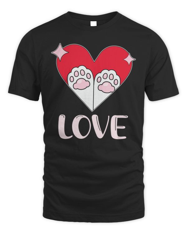 New cat quote love cute colorful heart cat’s paws t-shirt