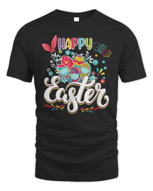 Happy Easter Day Colorful Egg Face Mask Hunting Cute Easter T-Shirt Copy