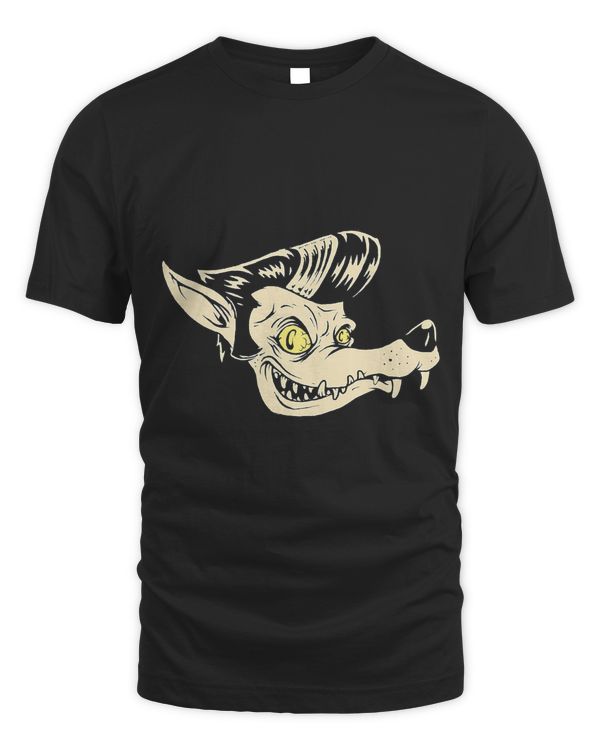 Horror Art - Rockabilly Wolf - Psychobilly Punk Art T-Shirt