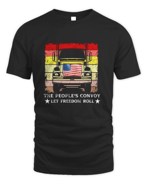 Best Sale the people's convoy 2022, usa truck driver, truck convoy, freedom lover, american trucker t-shirt