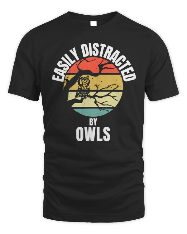 Easily distracted by Owls -colourful cute funny retro gift present t-shirt. T-Shirt Copy