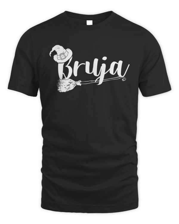 Bruja Mexicana Witch Hat and Broom Stick Hispanic Halloween Spanish Witch Graphic T-Shirt