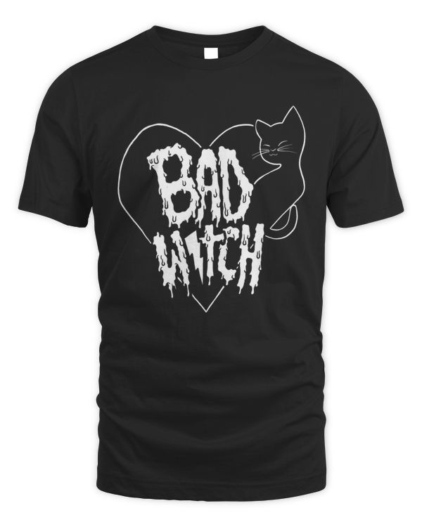 Bad Witch Black Cat Halloween T-Shirt