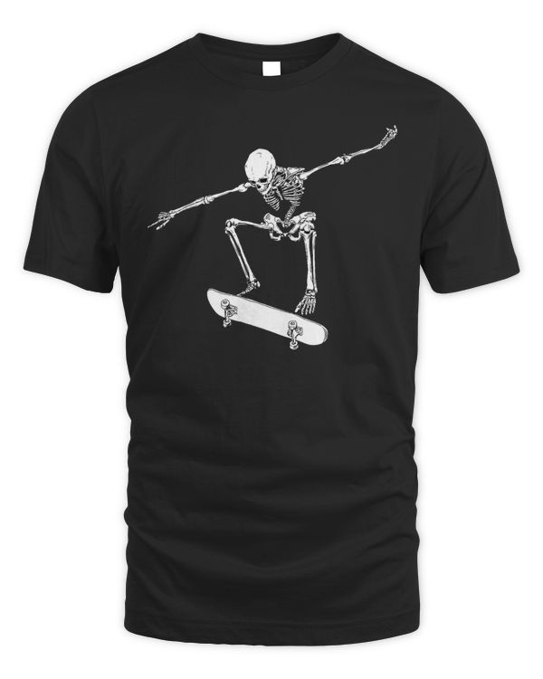 Halloween Skateboard Shirt Boy Skateboarding Men Skeleton T-Shirt