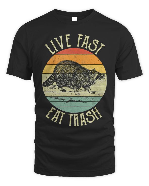 Live Fast Eat Trash Funny Raccoon Retro Sunset Nature Lovers Tank Top