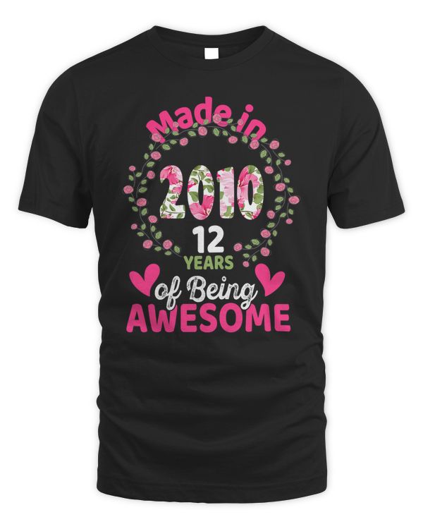 12 Years Old 12th Birthday Born in 2010 Women Girls Floral