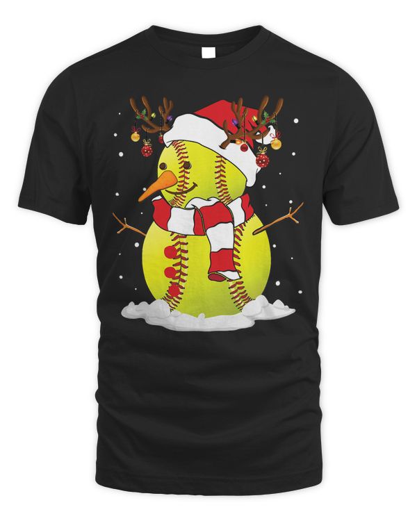Softball Funny Snowman Softball Christmas Pajama Santa Girls Kids 49