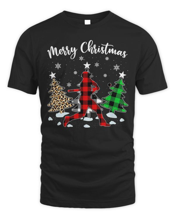 Softball Leopard Buffalo Plaid Softball Player Christmas Pajama 81