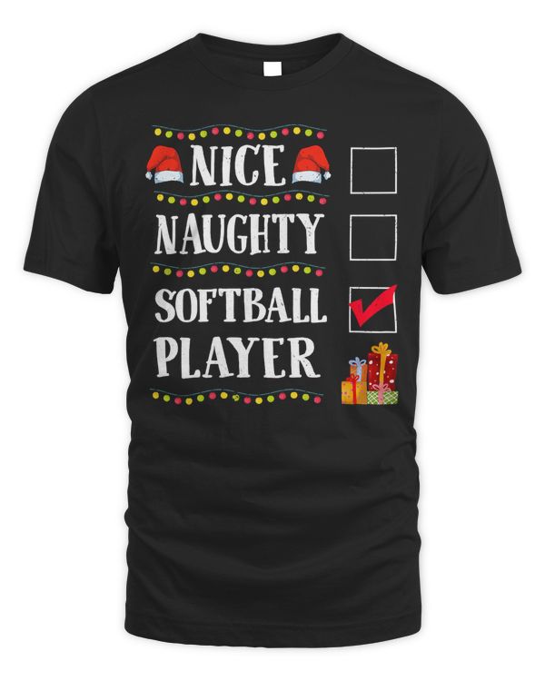 Softball Nice Naughty Softball Player Christmas Santa Claus Fun 25