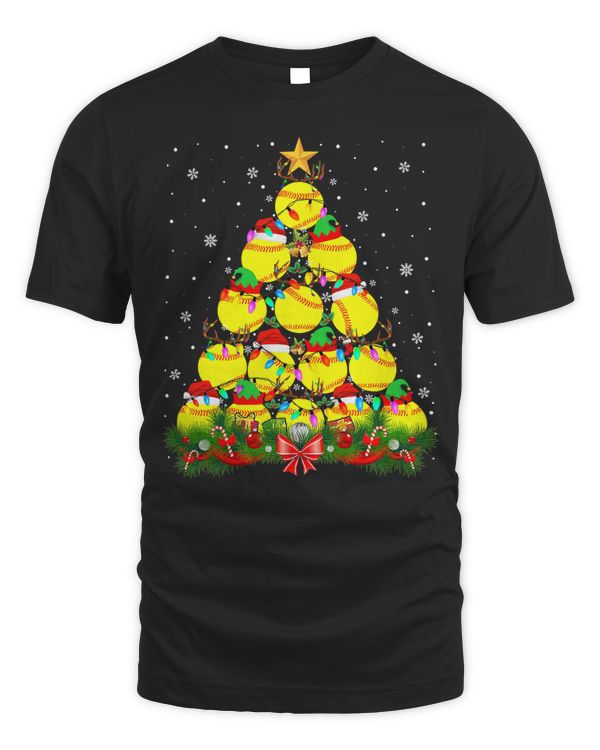 Softball Santa Elf Reindeer Softball Christmas Tree Xmas Lights 84