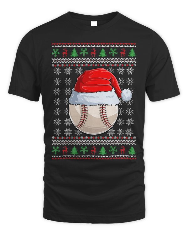 Baseball Baseball Ball Santa Hat Funny Christmas Santa Pajamas 158