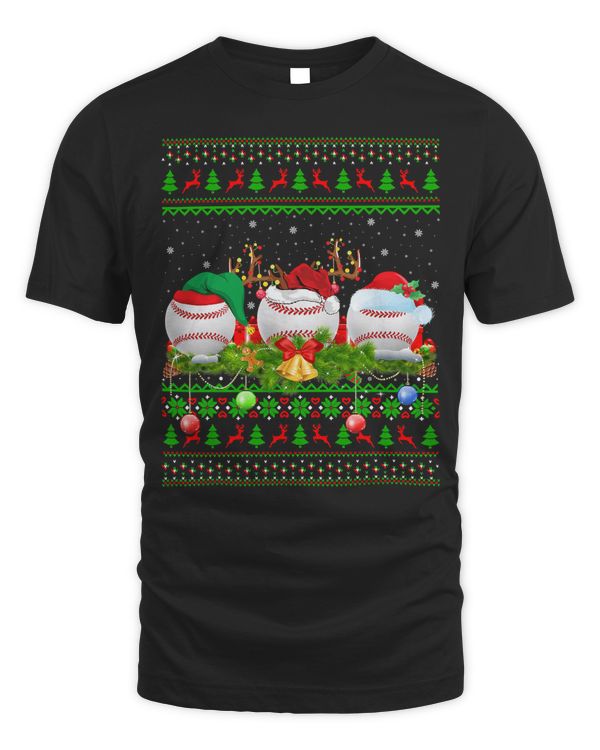 Baseball Baseball Sports Lover Xmas Santa Ugly Baseball Christmas 115