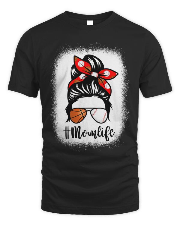 Baseball Bleached Women Mom Life Baseball Messy Bun Basketball Mother 98