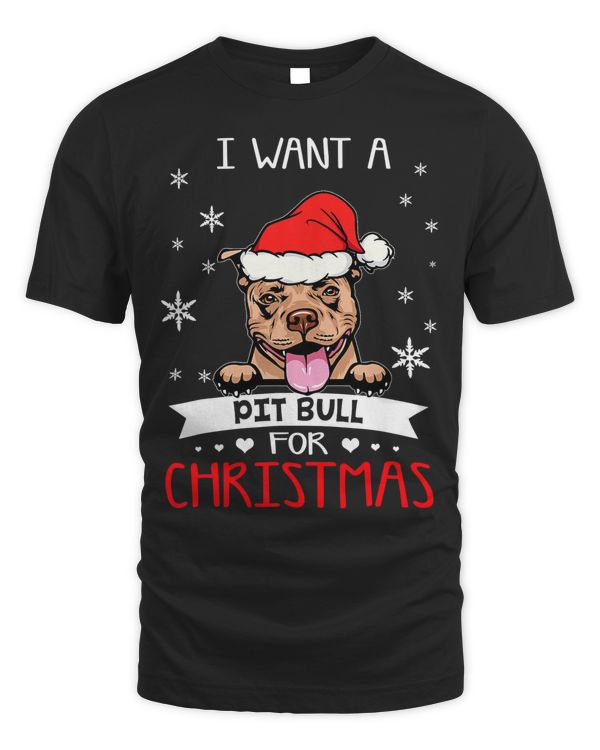 Pitbull Dog All I Want For Christmas Is A Pitbull Dog Santa Hat 188