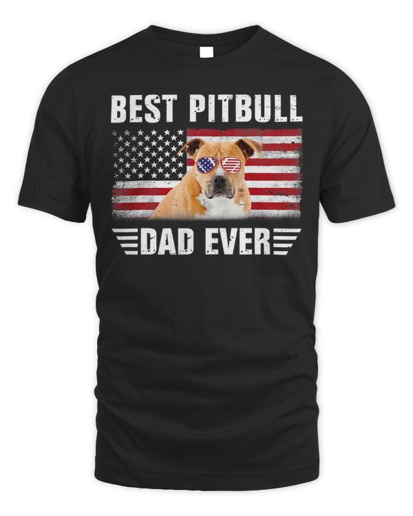 Pitbull Dog American Flag Best Pitbull Dad Ever Dog Dad 34