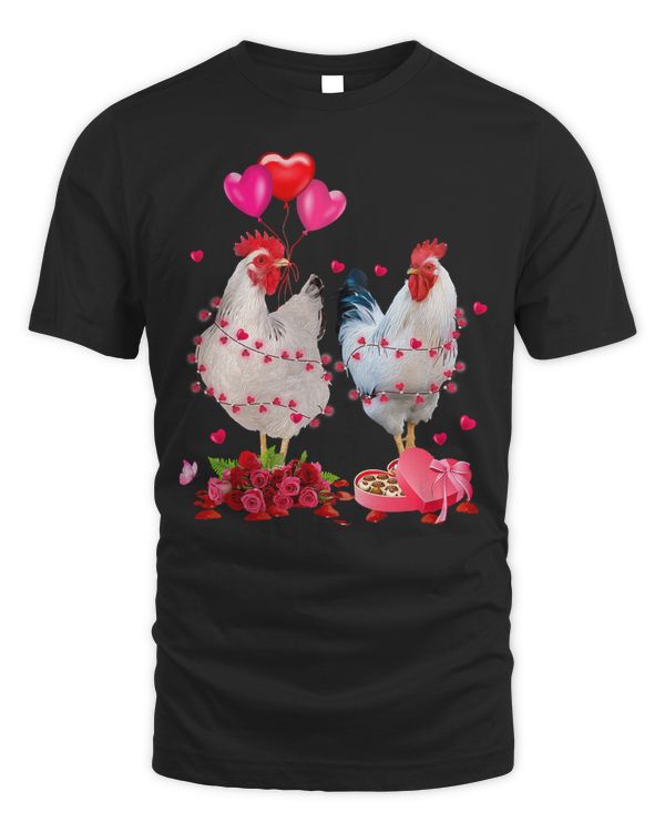 Chicken Two Chicken Heart Valentines Day Chicken Couple 285 Hen Rooster
