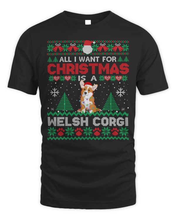 Corgi Dog All I Want For Christmas Is A Welsh Corgi Dog Ugly Sweater 44 Welsh Corgi