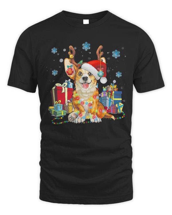 Corgi Dog Christmas Corgi Lights Santa Hat Dog Lover Xmas 9 Welsh Corgi