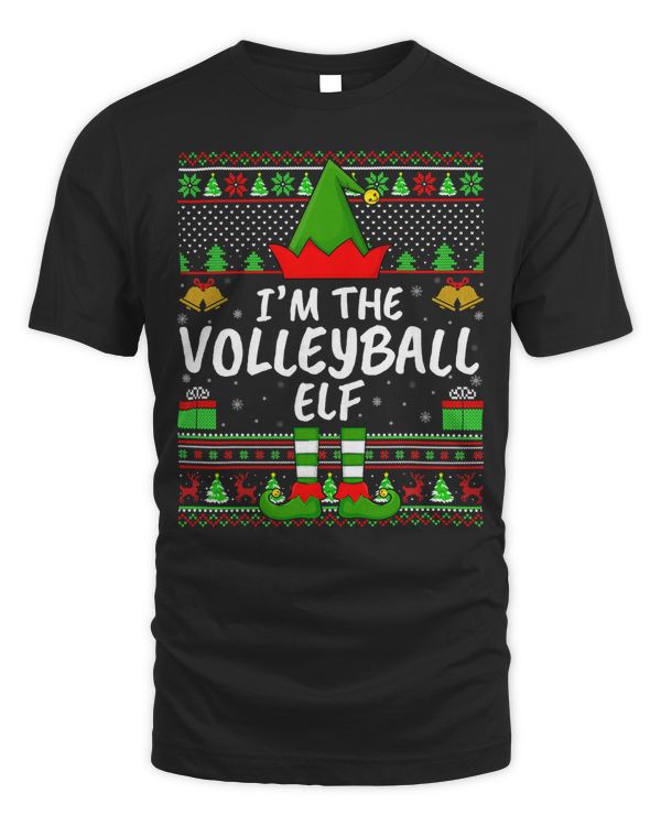 Volleyball Funny Family Matching Ugly Im The Volleyball Elf Christmas 114