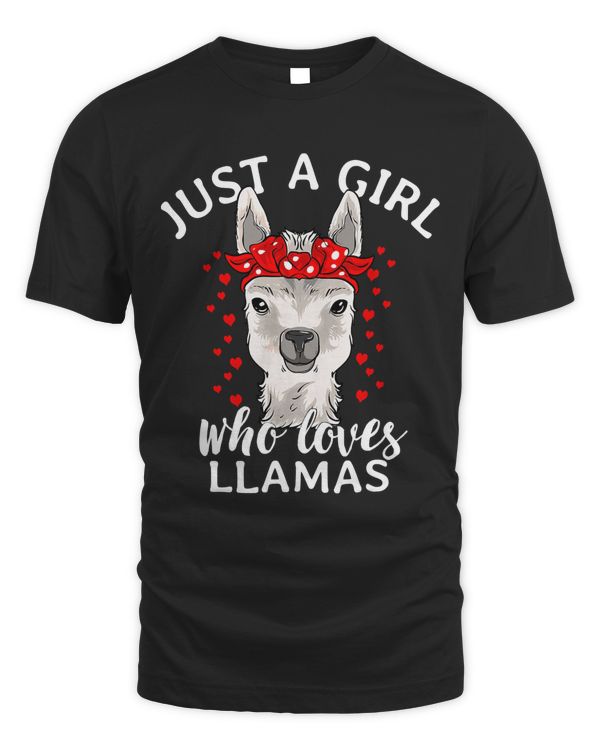Just A Girl Who Loves Llamas Alpaca Lover Gift Girls Women T-Shirt