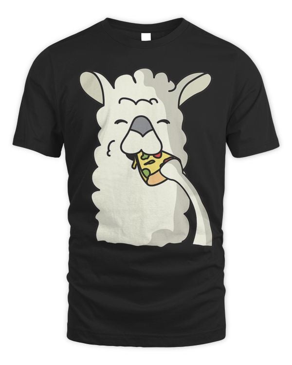 Llama Eating Pizza Funny Alpaca Pizza Food Lover Foodie Gift T-Shirt