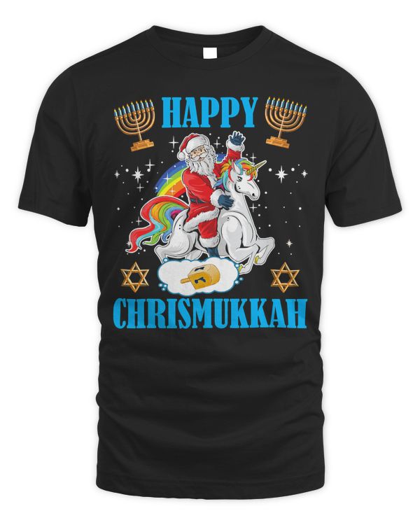 Unicorn Happy Chrismukkah Hanukkah Christmas Jewish Unicorn Santa 3
