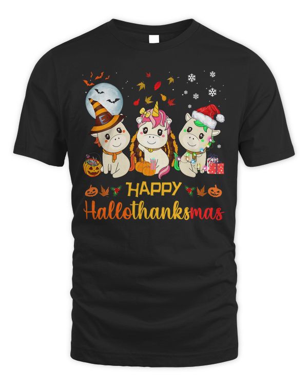 Unicorn Happy Hallothanksmas Unicorn Santa Hat Thanksgiving Xmas 81