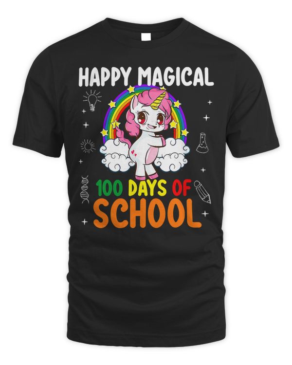 Unicorn Happy Magical 100 Days Of School Unicorn Funny Student Kids 175