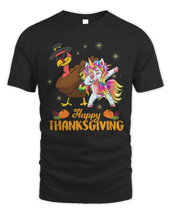Unicorn Happy Thanksgiving Unicorn Turkey Dabbing Funny Kids 9