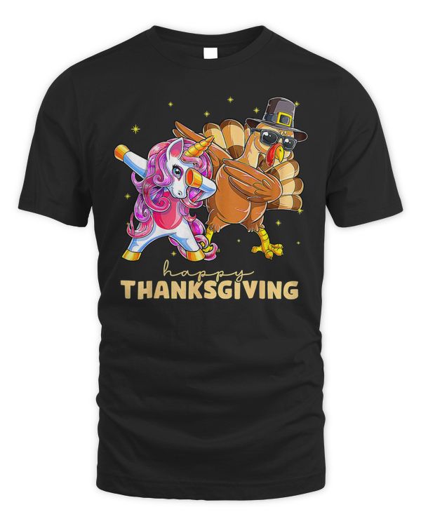Unicorn Happy Thanksgiving Unicorn Turkey Dabbing Funny Kids 147