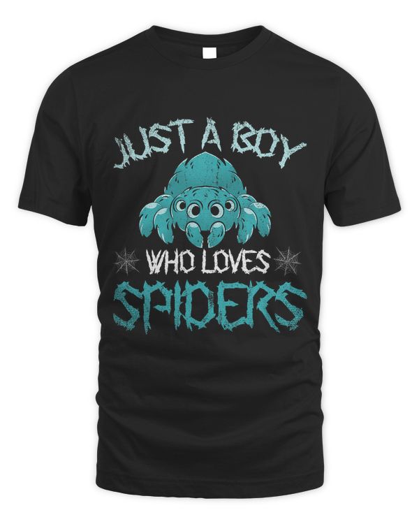 Arachnid Men Boys Gift Idea Just A Boy Who Loves Spiders T-Shirt Copy