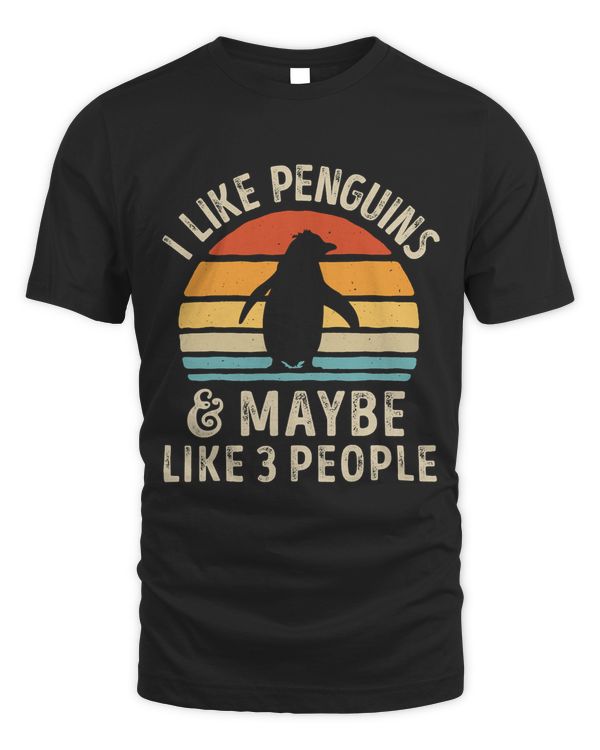I Like Penguins and Maybe 3 People Funny Penguin Vintage T-Shirt