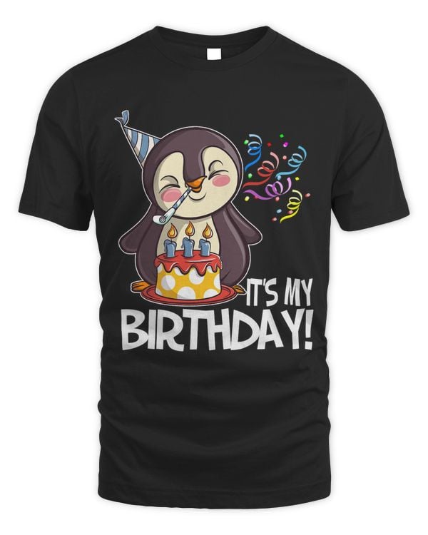 It's My Birthday Penguin T Shirt Gift for Girls Boys Adults